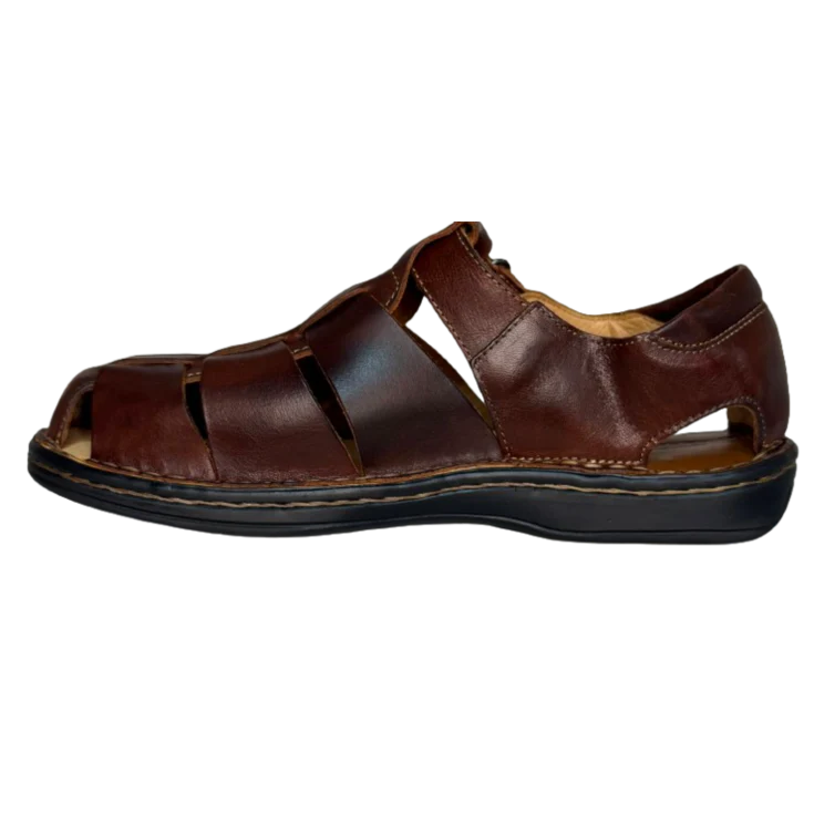 SANDALIA PIEL LEVANTE TALON CERRADO COÑAC - Image 3