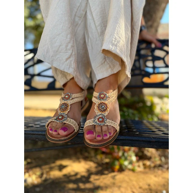 SANDALIA PLANA VALERI BEIGE - Image 4